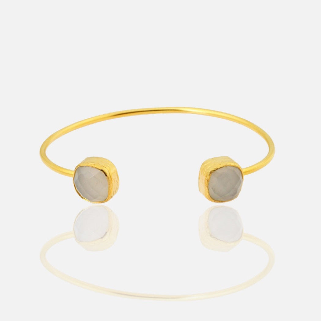 Women's Gold Open Cuff Bangle Bracelet with Moonstone at RM Kandy