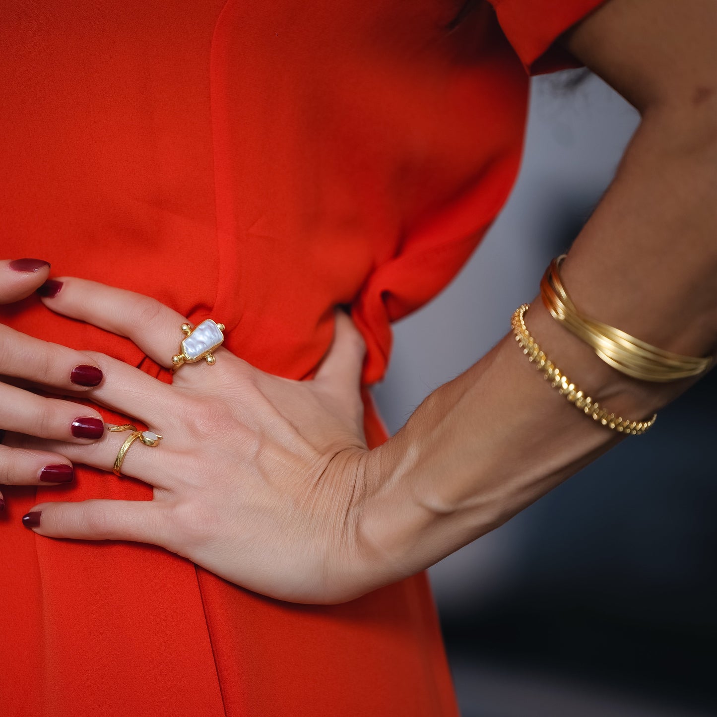 Women's gold bold textured vintage inspired ring adjustable at RM Kandy