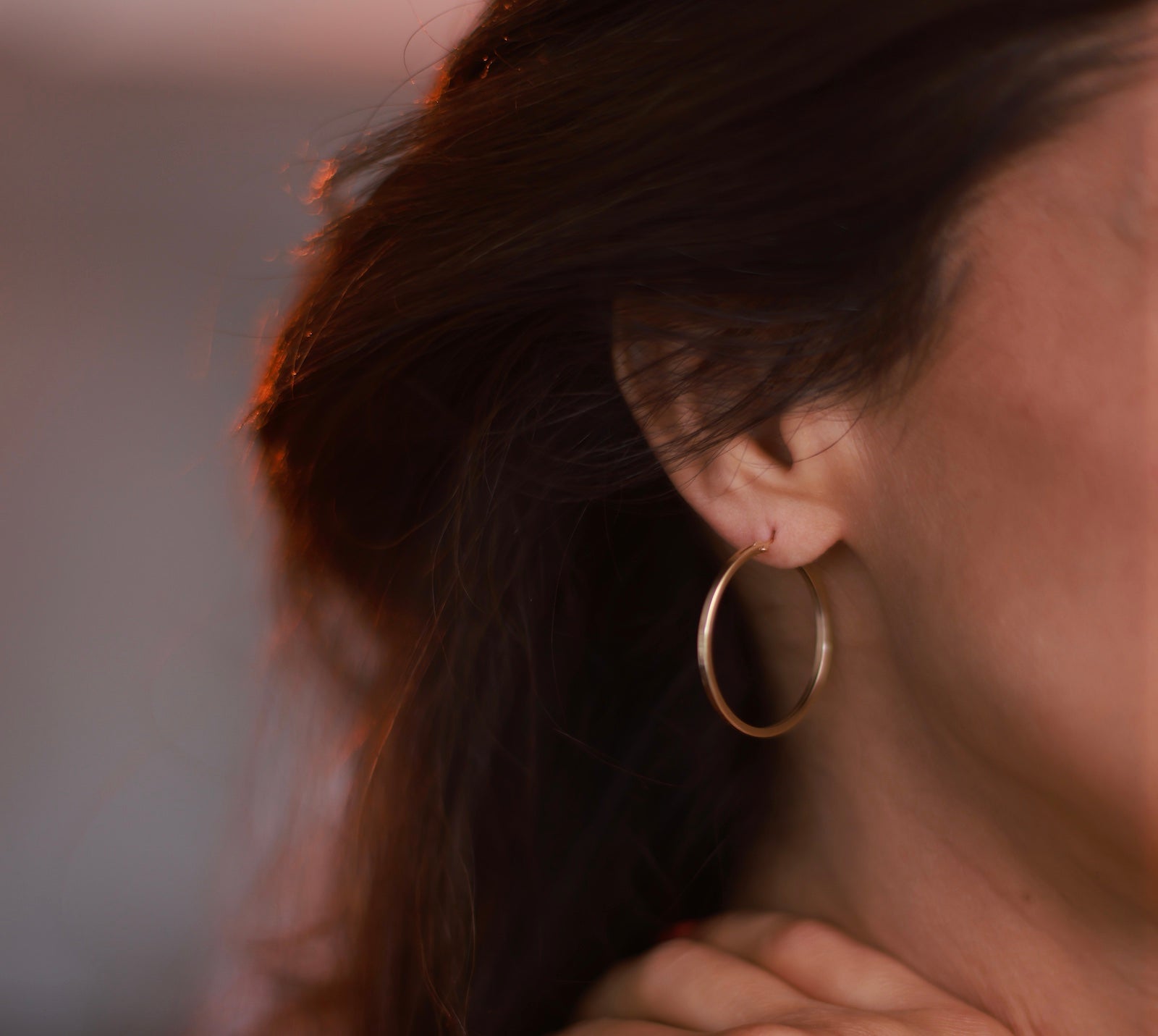 Gold Thin Mid Size Wire Hoop Earrings at RM Kandy