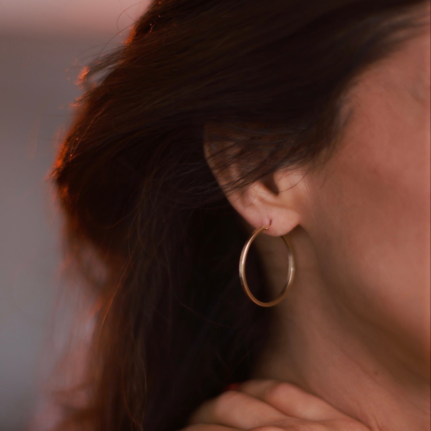 Gold Thin Mid Size Wire Hoop Earrings at RM Kandy