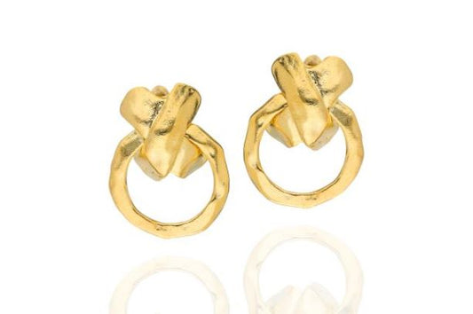 Gold Textured Front Hoop Earrings for women RM Kandy
