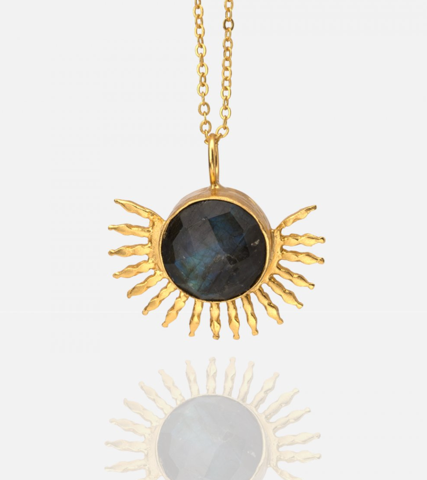 Women's Labradorite Sun Design Pendant Necklace at RM Kandy