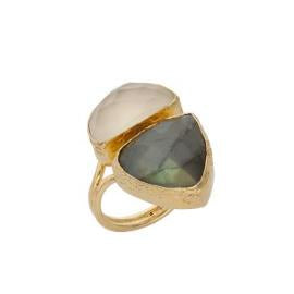 Women's moonstone labradorite cocktail ring handmade at RM kandy