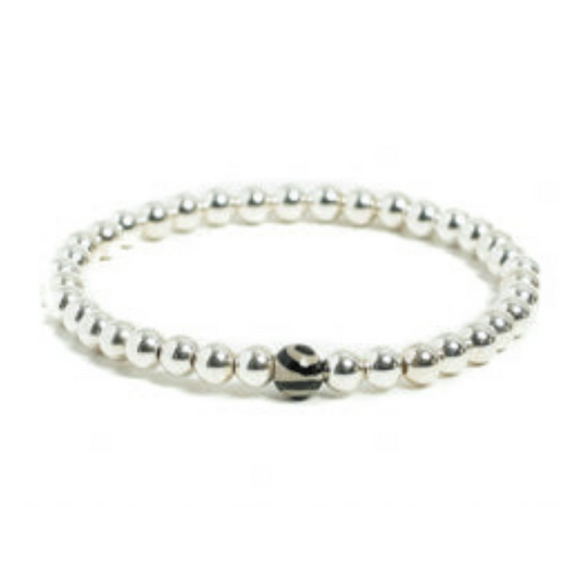 Women's Sterling silver Beaded bracelet with agate stone evil eye at RM kandy