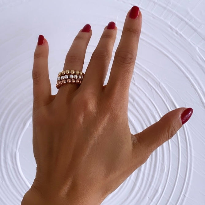 Women's Stackable Beaded rings in silver gold and rose gold  at RM Kandy