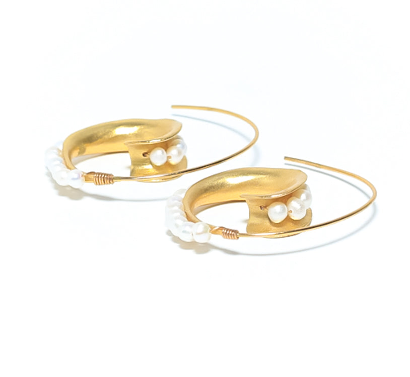 Fresh Mother Of Pearl Large Hoops Earrings