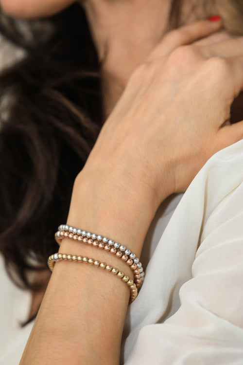 Trio Beaded Metal Bracelets in Gold Rose Gold and Silver for women at RM Kandy