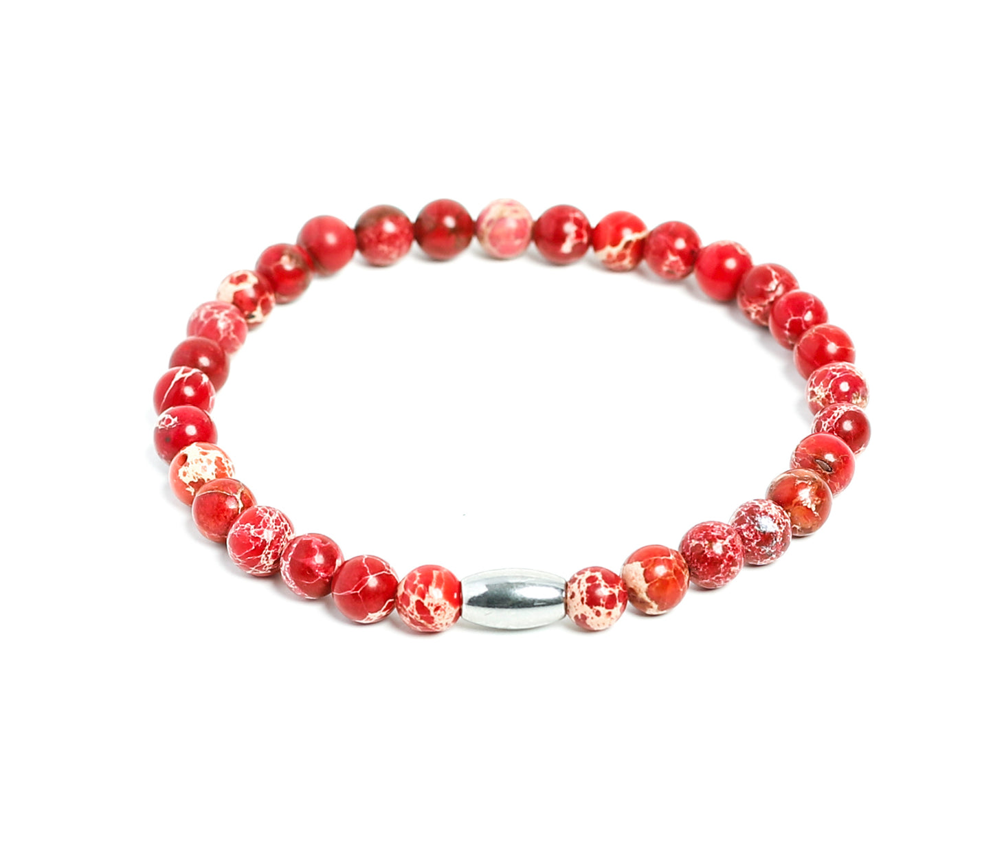 Mens Red Beaded Custom Bracelet Jewelry with silver charm at RM KANDY