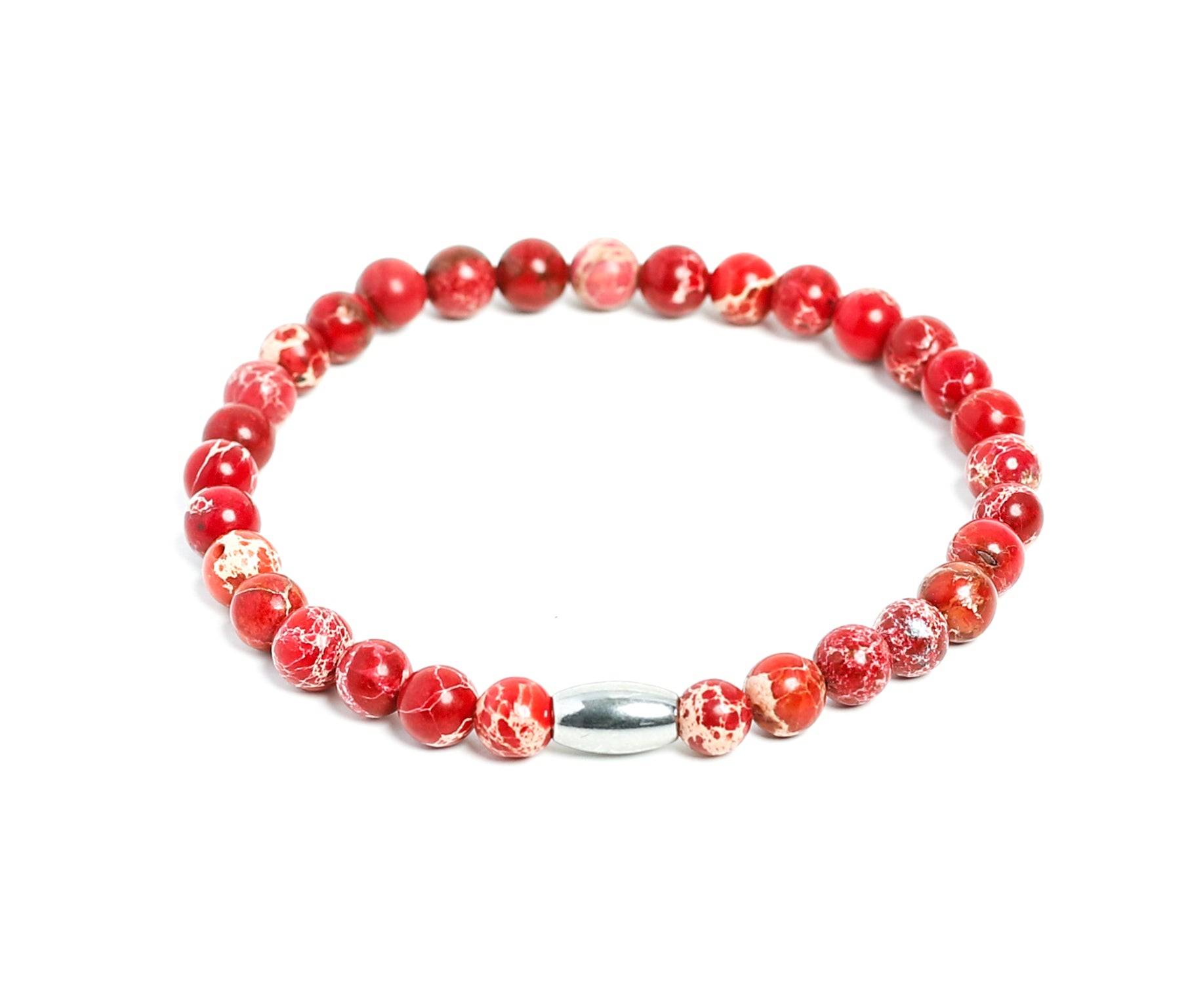 Mens Red Beaded Custom Bracelet Jewelry  with silver charm at RM KANDY