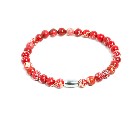 Mens Red Beaded Custom Bracelet Jewelry  with silver charm at RM KANDY