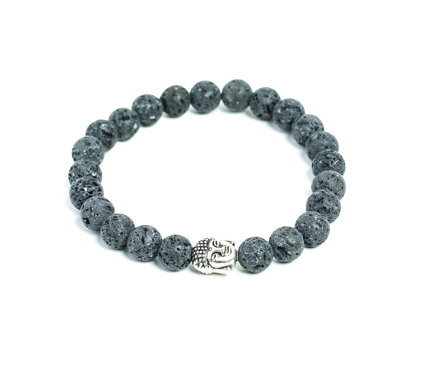 Men's Black 8mm Lava Beaded Bracelet with Buddha Charm at RM kandy