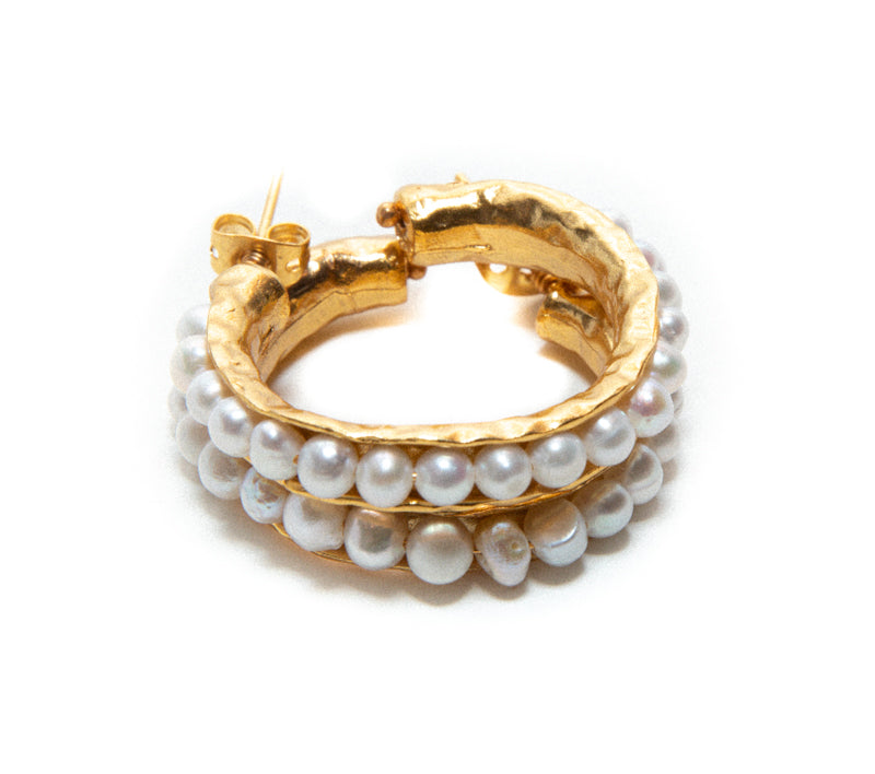 Ladies Pearl and Gold Hoop Earrings RM Kandy