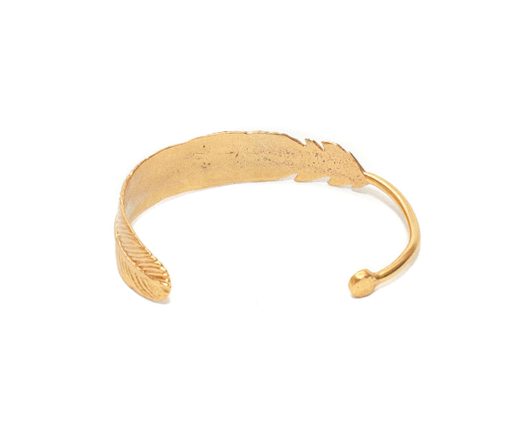 Gold Adjustable Cuff Bracelet with Feather design at RM Kandy