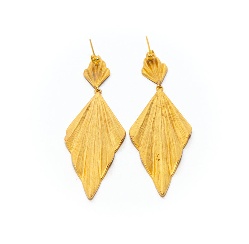 Gold Large Lozenge Dangling Earrings for Women at RM Kandy