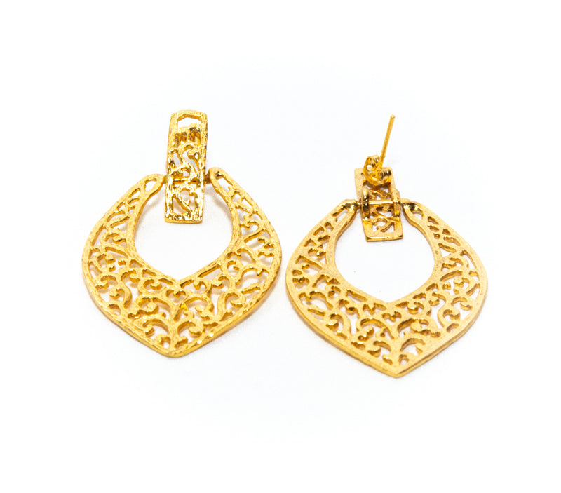 Gold Vintage Large Drop Earrings Butterfly Clasp for Ladies at RM Kandy