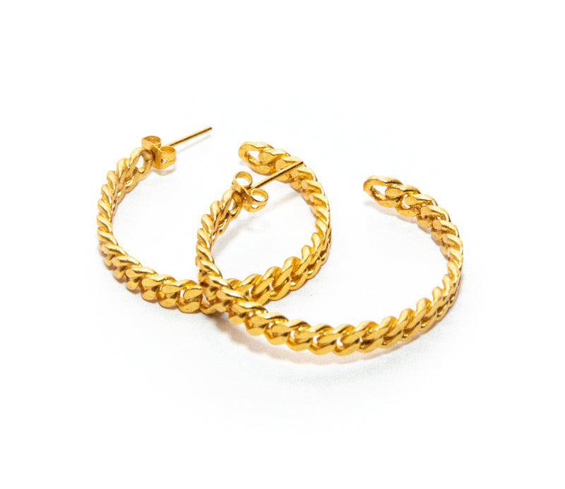 Large Braided Gold Chain Hoop Earrings for Women at RM Kandy