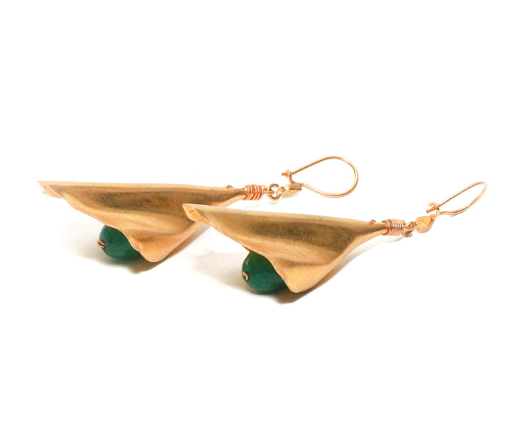 Large Gold and Jade Drop Statement Earrings for women at RM KANDY