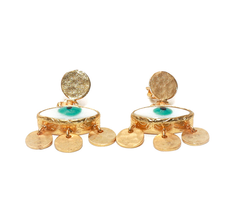 Womens Gold Evil Eye Drop Earrings at RM Kandy