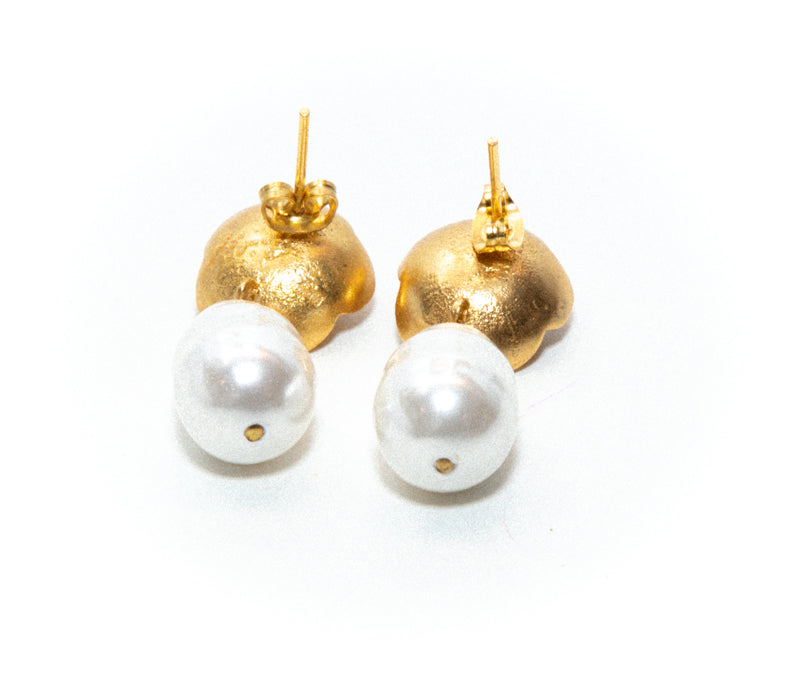 Pearl Drop Earrings with Butterfly Clasp closure chanel Style at Rm Kandy