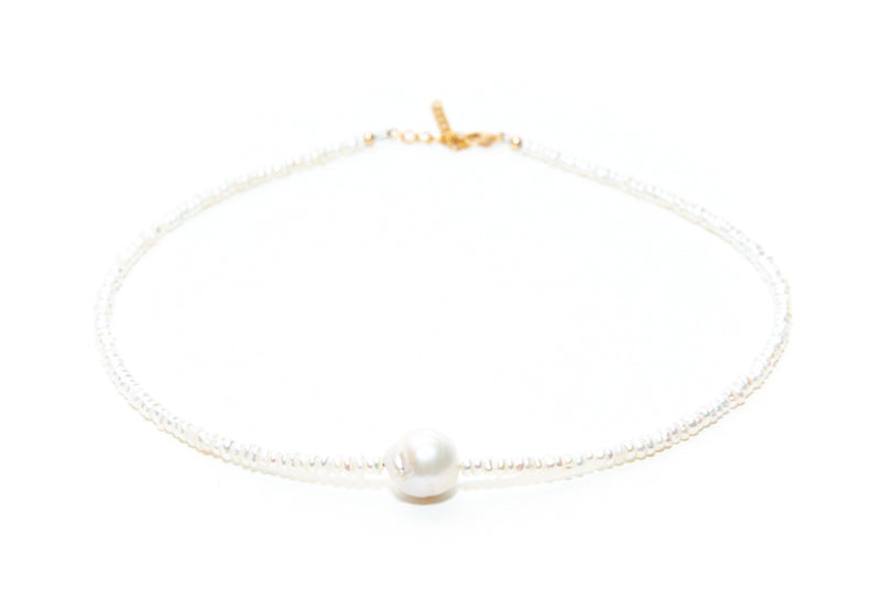 Mother of Pearl Adjustable Beaded Choker Pearl Necklace at RM Kandy
