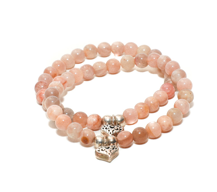 Moonstone Silver Heart Charm Bracelets custom made at RM Kandy