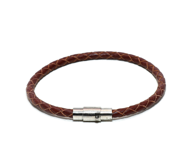 Mens Handmade Braided Genuine Brown Leather  Bracelets
