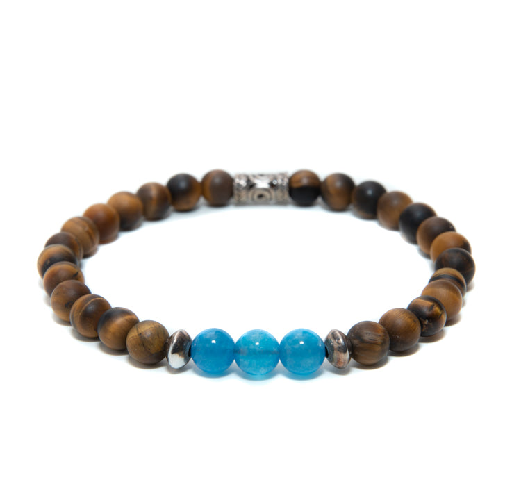 Mens Tiger Eye Handmade Bracelet 6mm beads with silver charms at RM Kandy