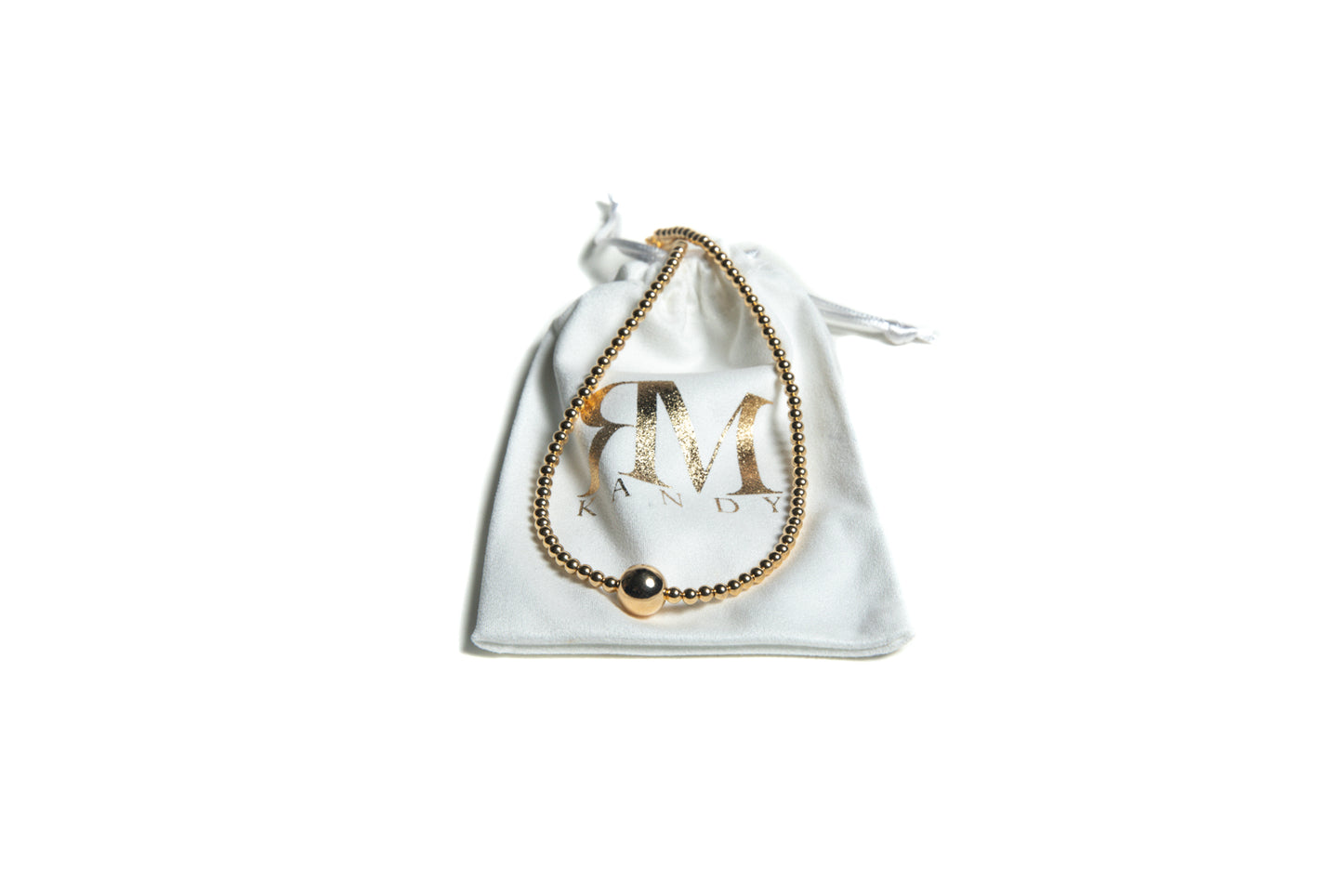 12mm Gold Charm Choker Beaded Necklace on 4mm gold adjustable chain at RM kandy