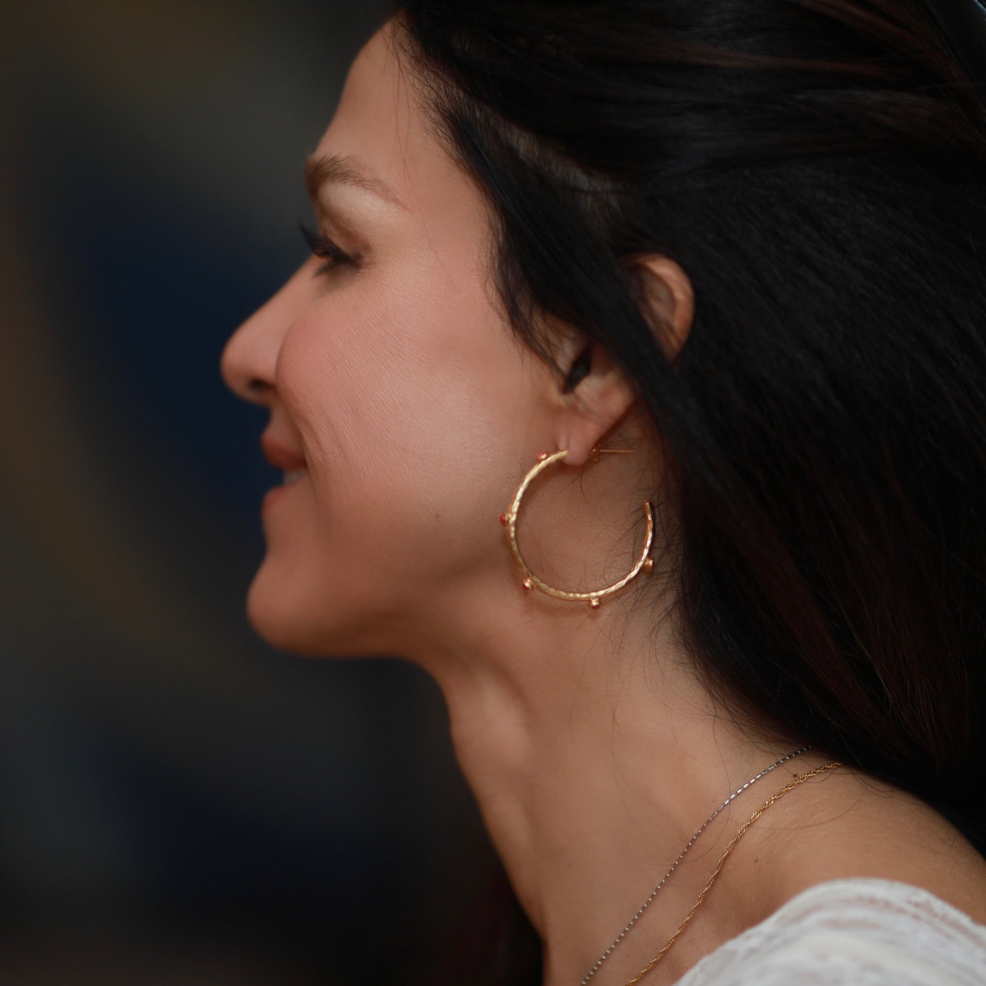 Women's Gold plated Hoop Earrings with tiny fresh pearls handmade at RM Kandy