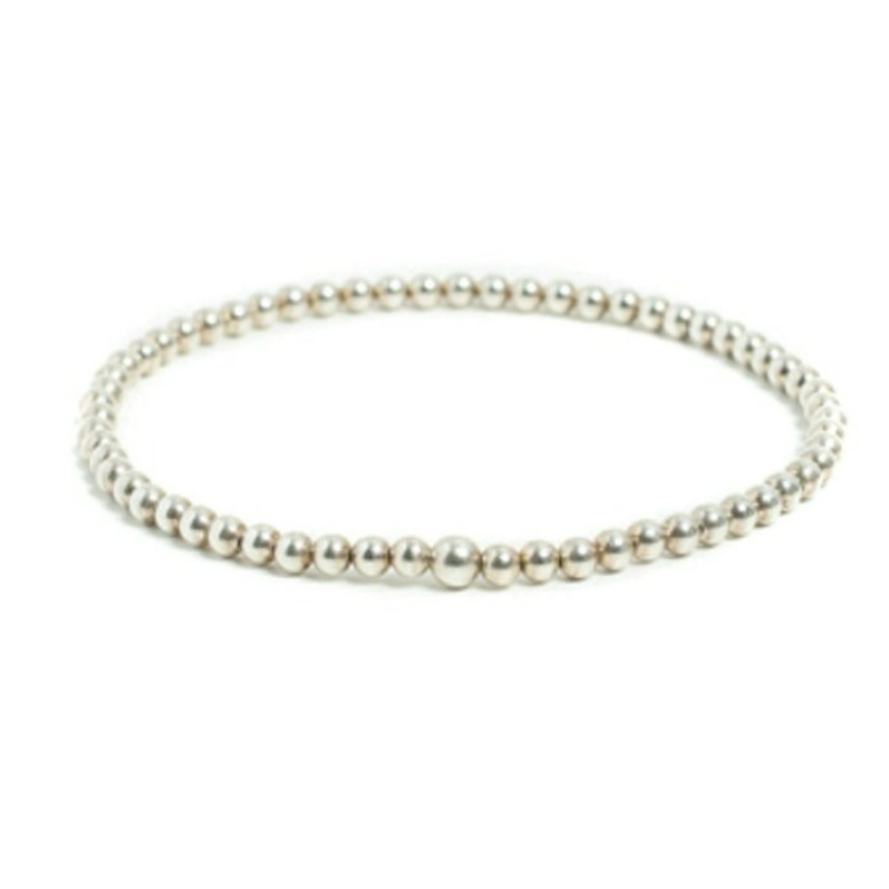Ladies Silver Beaded Anklet Jewelry