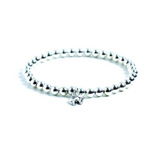 Handmade Silver elephant 5mm Beaded Charm Bracelet at RM Kandy