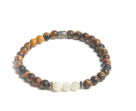 Mens Matt Tiger Eye Moonstone Beaded Bracelet at RM Kandy