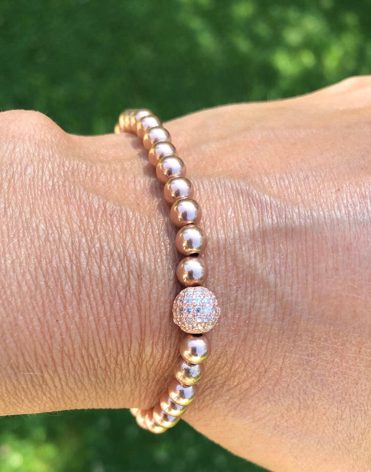 14k Rose Gold Beaded Charm Bracelet rose gold charm for ladies at RM KANDY