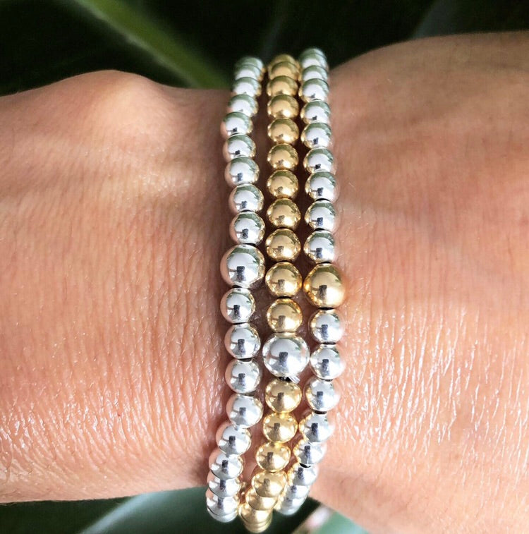 Women's Beaded silver and gold charm bracelets handmade at RM kandy
