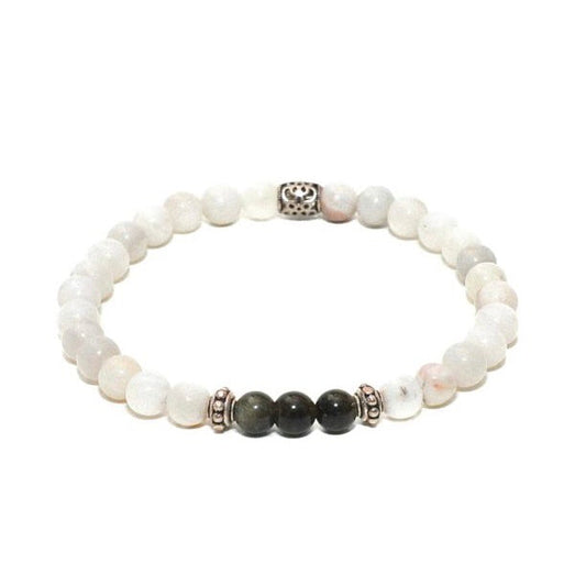 Men's Fire Agate 6mm Beaded Bracelet with Silver Charms at RM kandy