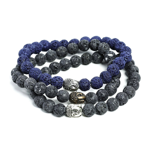 Mens Handmade 8mm Lava Buddha Charm Beaded bracelets at  RM Kandy