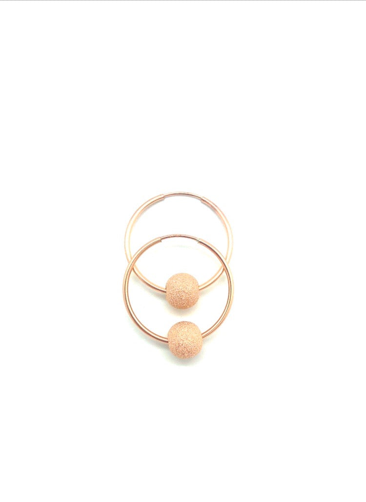 14k rose Gold Hoop Earrings with Stardust 8mm Charm for women at RM Kandy