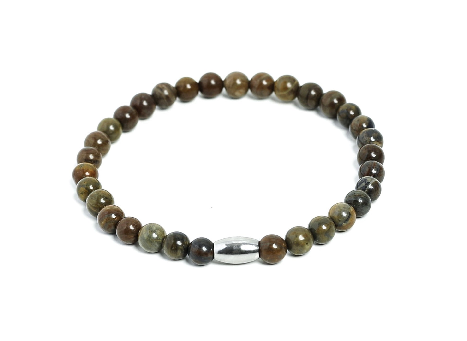 Mens Adjustable Beaded Red Jasper Bracelet with Silver Charm at RM Kandy