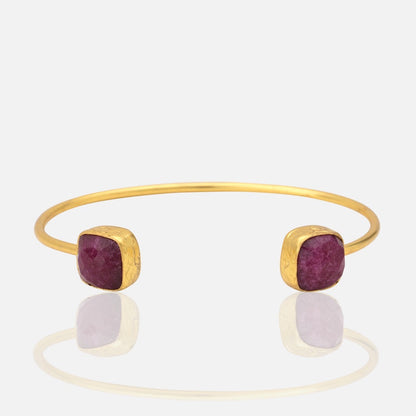 Women's Ruby semi precious stone Open Cuff Bangle Bracelet at RM Kandy