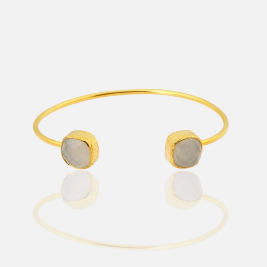 Women's Gold Open Cuff Bangle Bracelet with Moonstone at RM Kandy