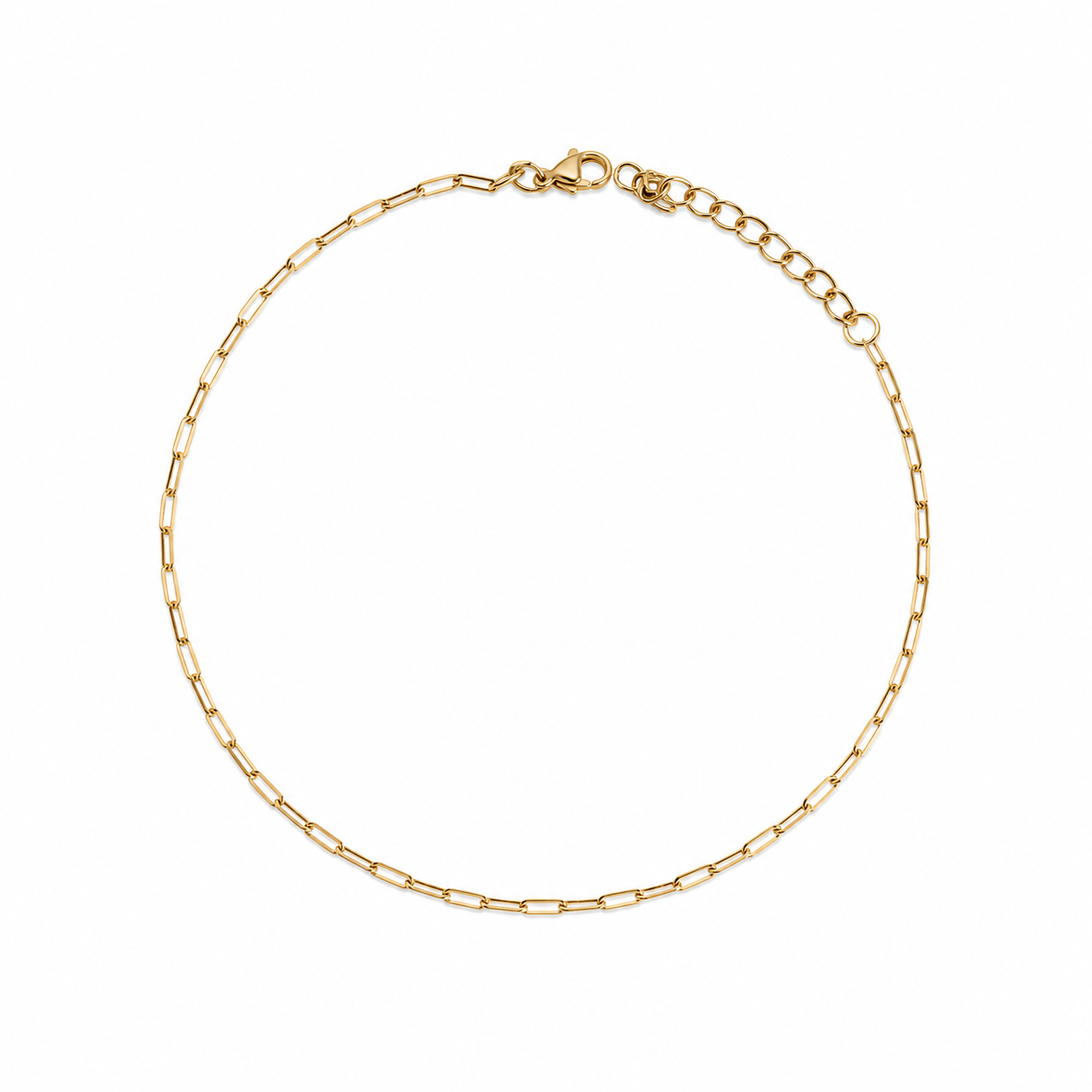 Women's Gold Paperclip Anklet with Extensions handmade at RM kandy