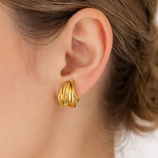 Gold layered earrings handcrafted for women at RM Kandy