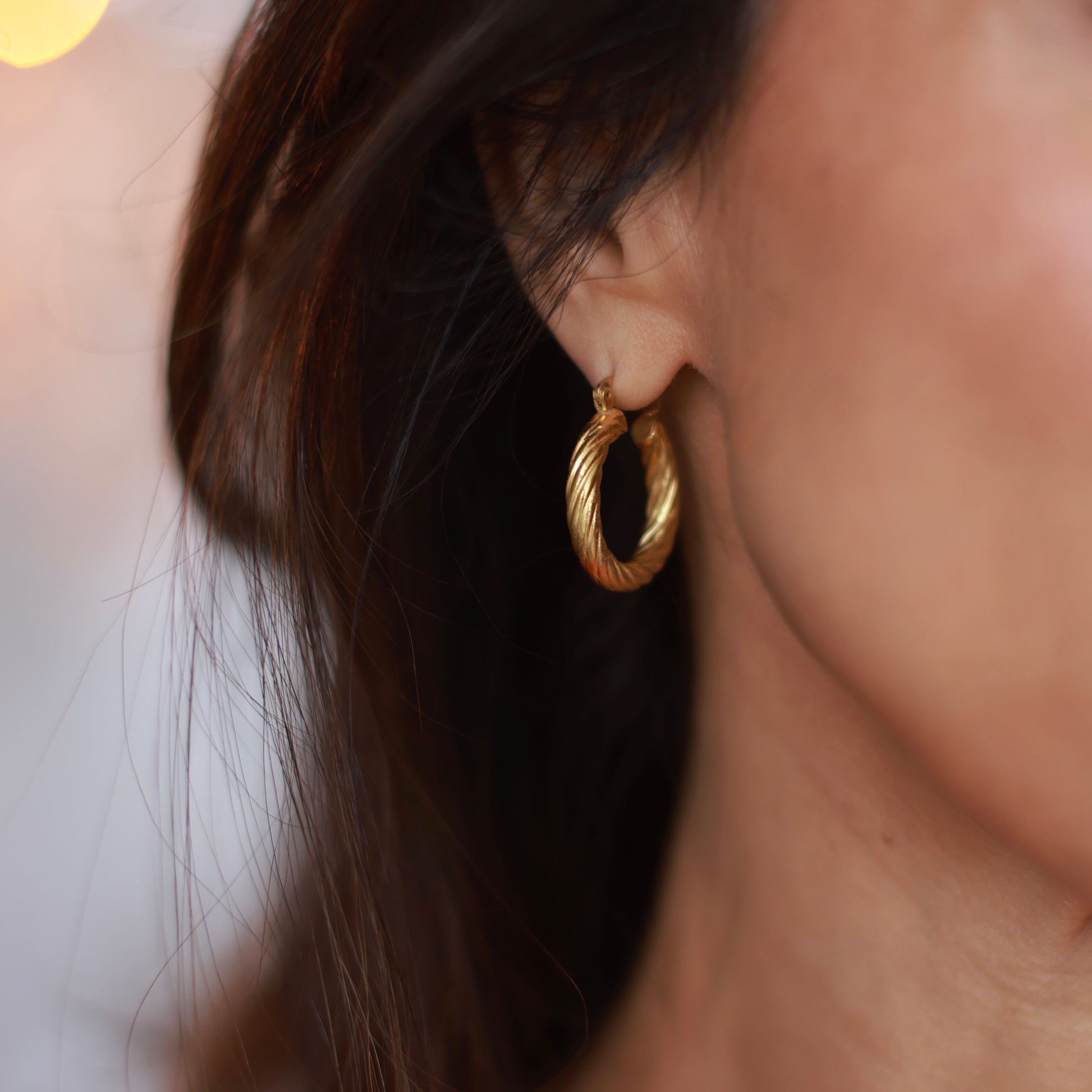 Women's Gold Twist Mid size Hoop Earrings at RM kandy