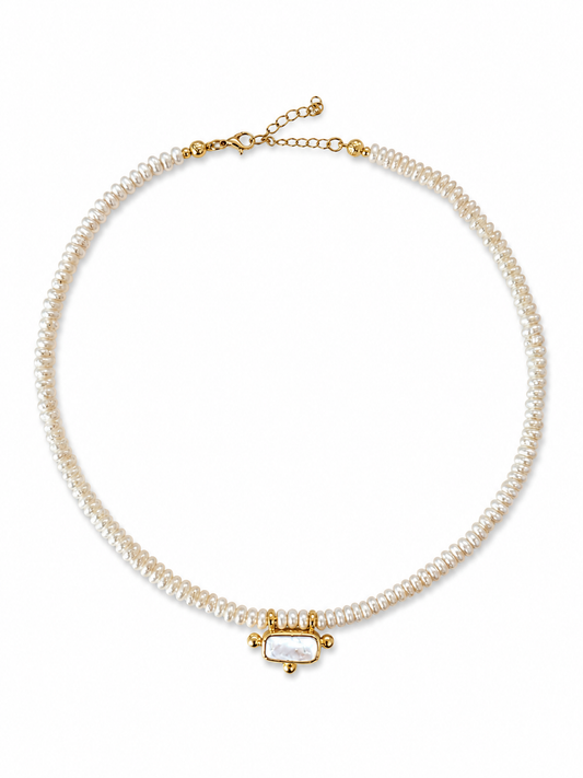 Women's Pearl Beaded Choker necklace with extension handmade at RM Kandy