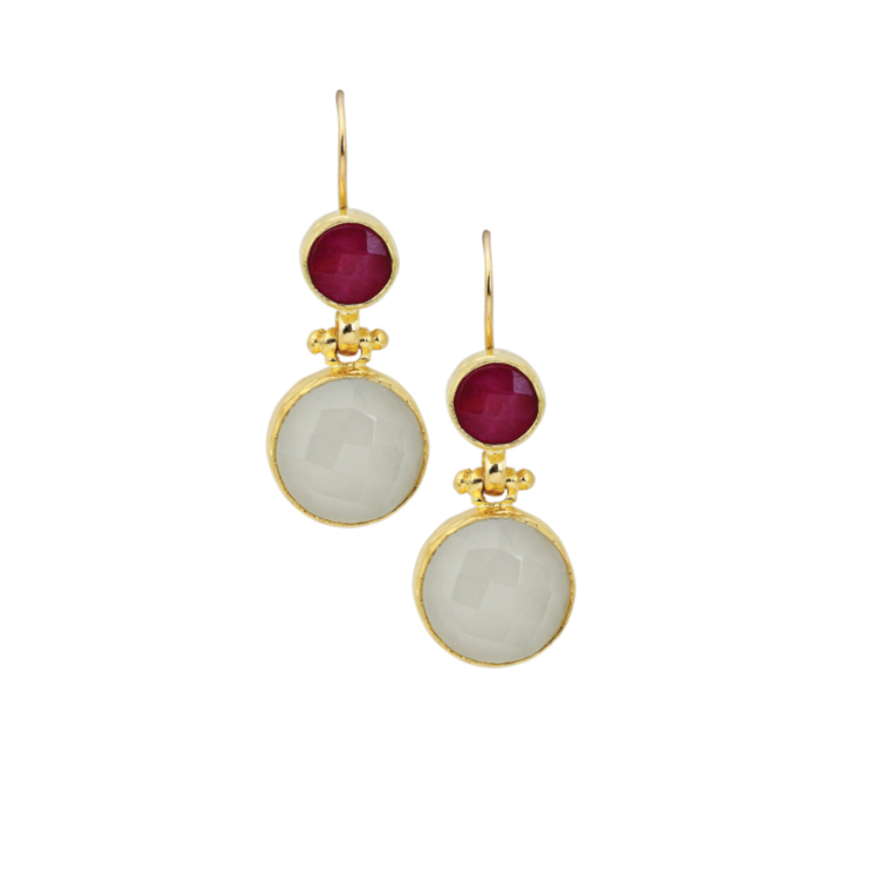 Women's Moonstone Ruby Drop Earrings at RM Kandy