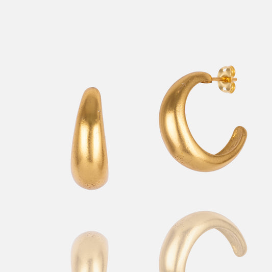 Gold Moon Shape Chunky Hoop Earrings for women at RM Kandy