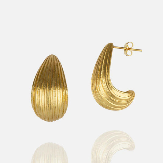Gold Textured Hoop Earrings Handcrafted for women at RM Kandy