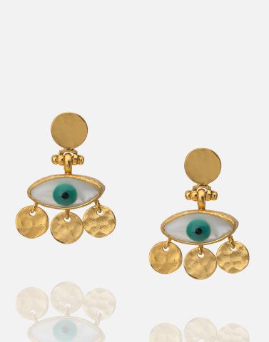 Gold Evil Eye Earring Design for women handmade at RM Kandy