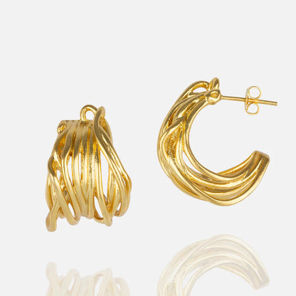 Women's Gold Chunky Layered Hoop Earrings at RM Kandy