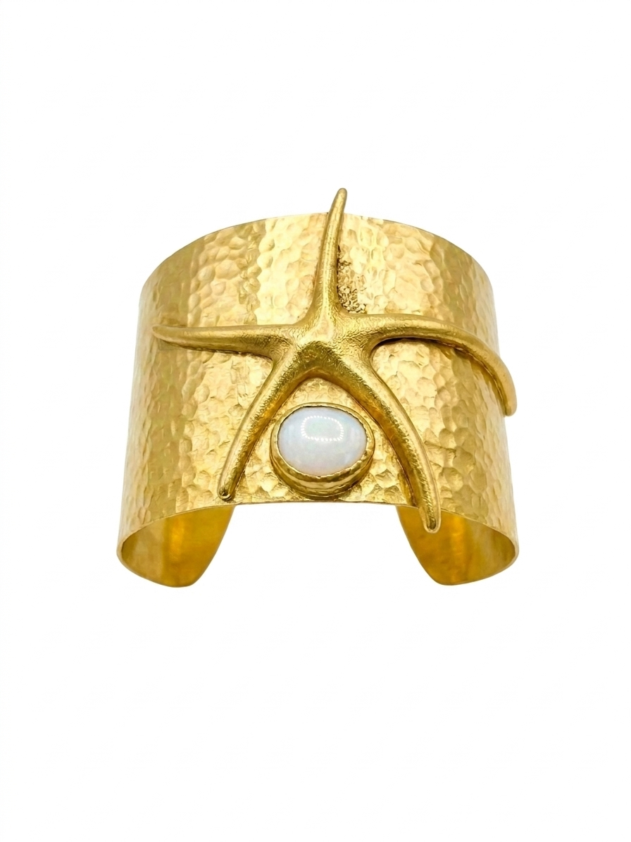 Gold Starfish Statement Cuff Bracelet with Pearl for women at RM Kandy